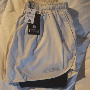 NWT RawGear Light Gray Shorys and Black Compression Leggings Mens Size L